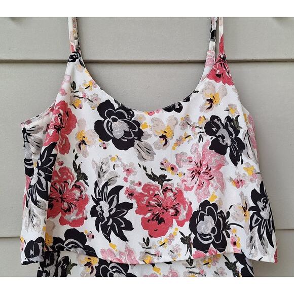Abercrombie & Fitch Floral Mini Tank Sun Dress Size S Flowy Chest Overlay Ruffle - Picture 4 of 8